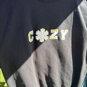 Athletic Works Black Crewneck Sweater with Cozy snowflake design and pants set